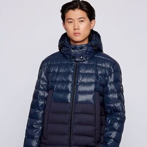 HUGO BOSS REGULAR-FIT JACKET WITH ITALIAN-WOOL PANEL AND DETACHABLE HOOD